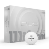 Wilson Duo Soft golfballen met logo, De bal ligt voor de doos