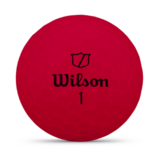 Rood Wilson Duo Soft golfballen met logo, het logo van Wilson afgebeeld op de bal