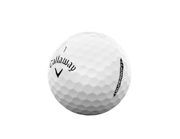 Callaway Warbird golfballen met logo, het logo van Callaway afgebeeld op de bal met het lijntje op de golfbal