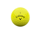 Gele Callaway Warbird golfballen met logo, het logo van Callaway afgebeeld op de bal