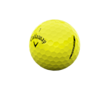 Gele Callaway Warbird golfballen met logo, het logo van Callaway afgebeeld op de bal met het lijntje op de golfbal