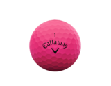 Roze Callaway Supersoft golfballen met logo, het logo van Callaway afgebeeld op de bal